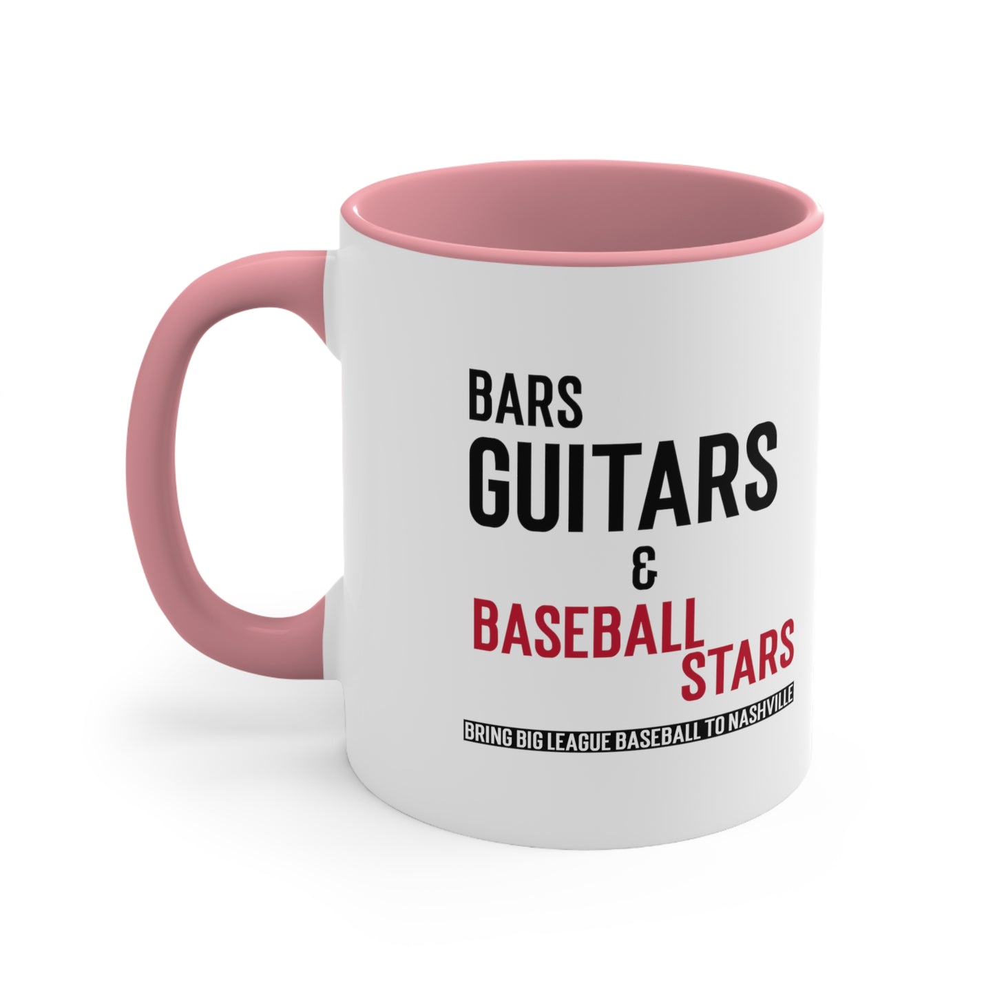 Accent Coffee Mug, 11oz - Bars Guitars & Baseball Stars