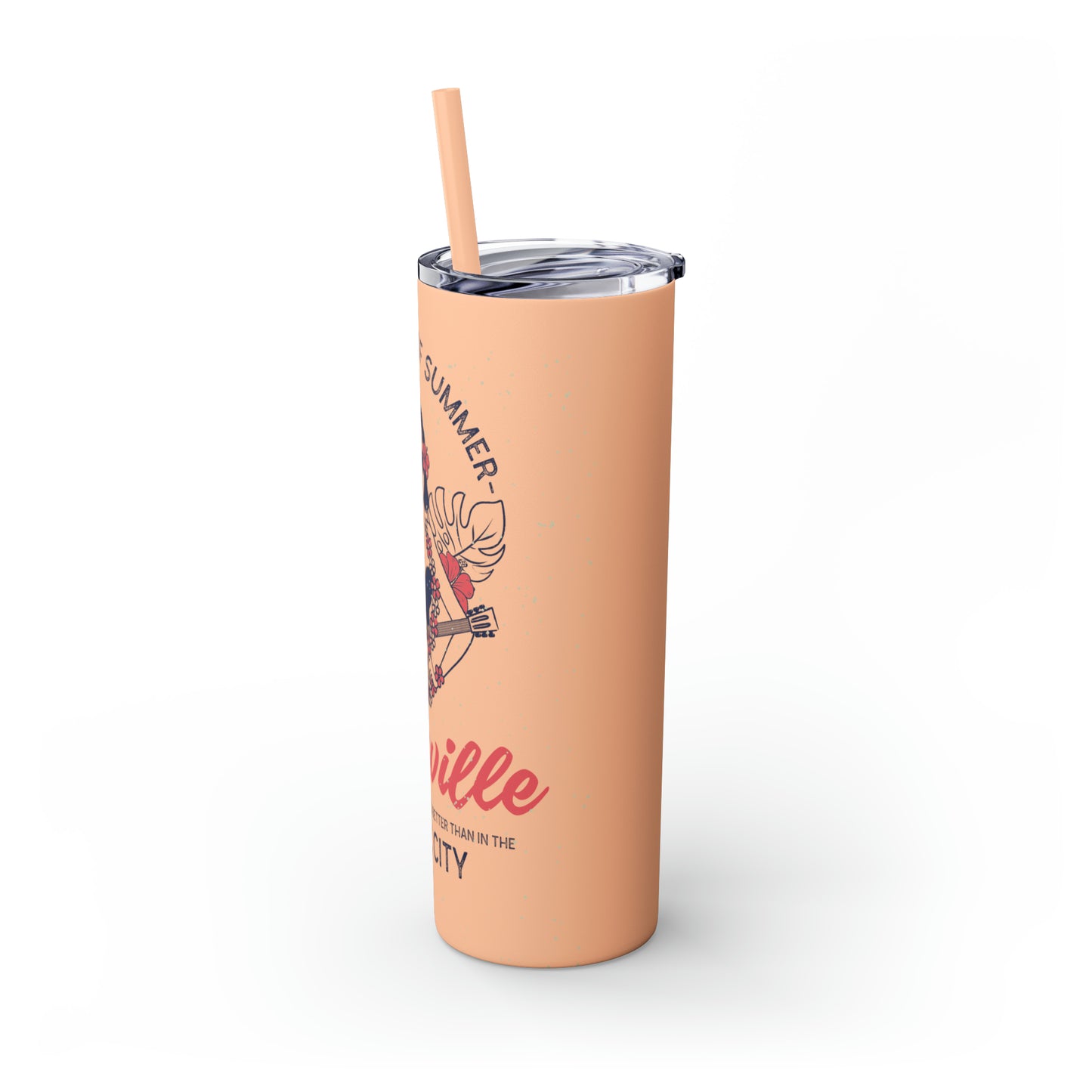 Skinny Tumbler with Straw, 20oz - New Sound of Summer Tropical