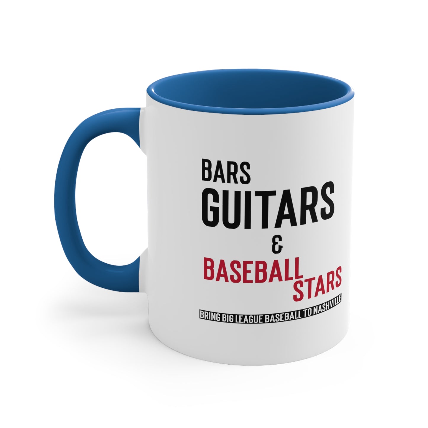 Accent Coffee Mug, 11oz - Bars Guitars & Baseball Stars