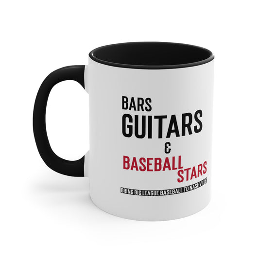 Accent Coffee Mug, 11oz - Bars Guitars & Baseball Stars