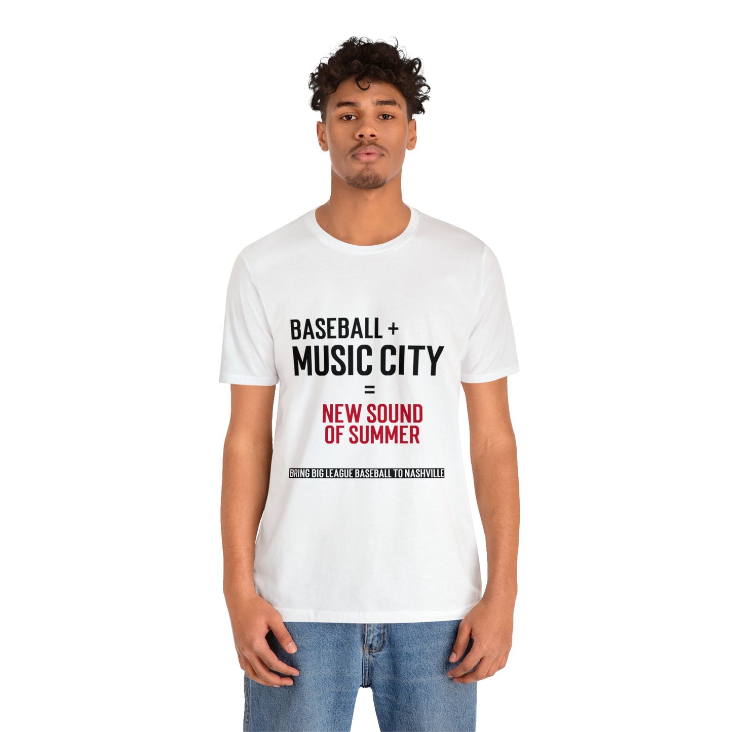 Unisex Jersey Short Sleeve Tee - Baseball + Music City = New Sound of Summer