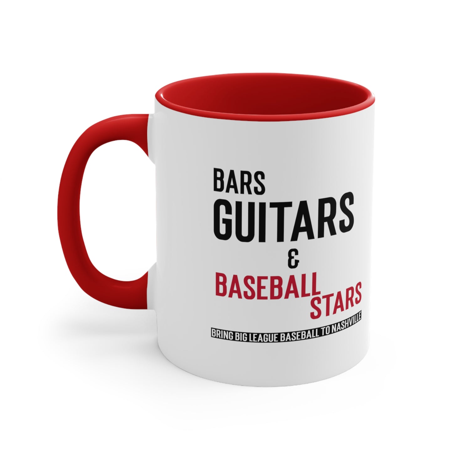 Accent Coffee Mug, 11oz - Bars Guitars & Baseball Stars