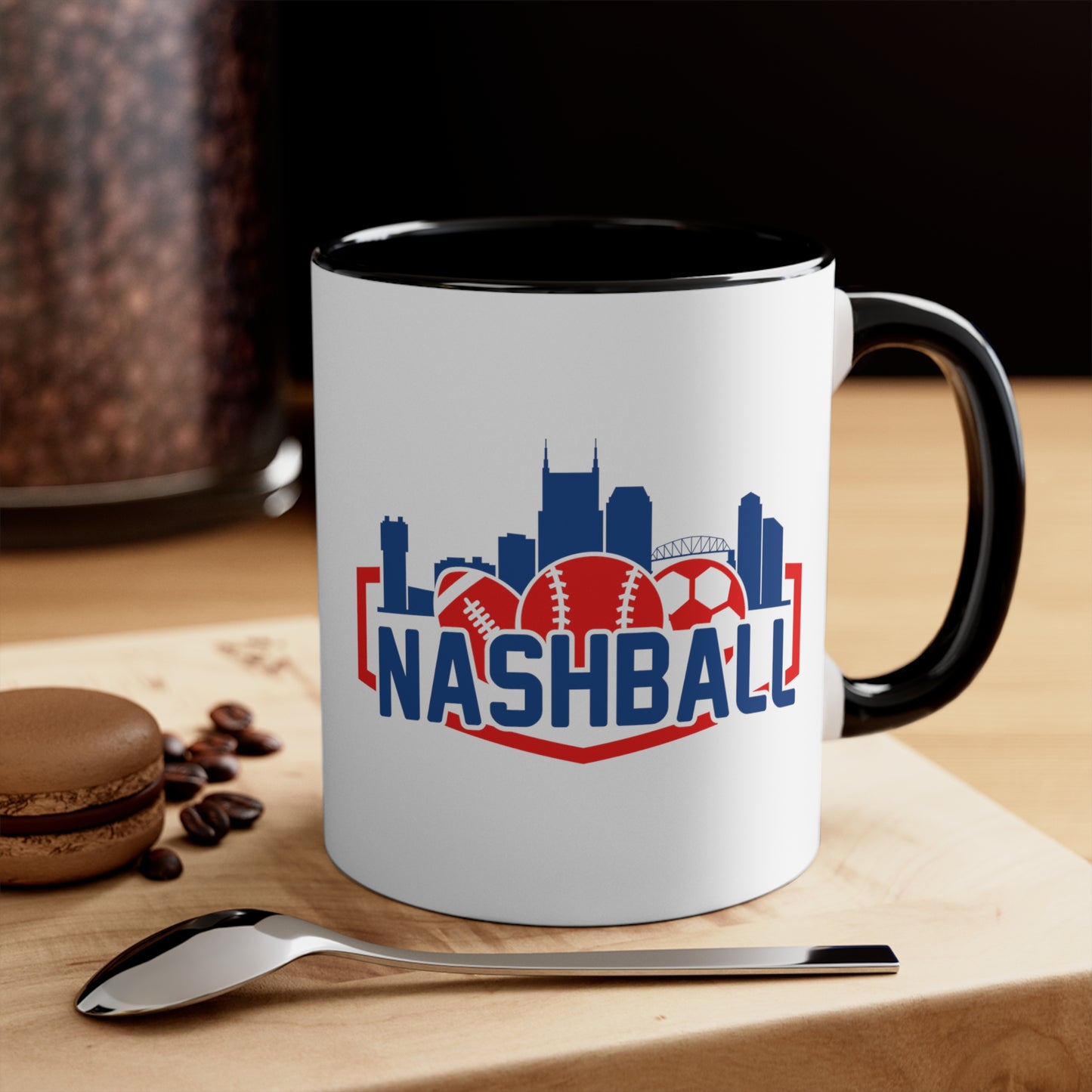 Accent Coffee Mug, 11oz - Bars Guitars & Baseball Stars