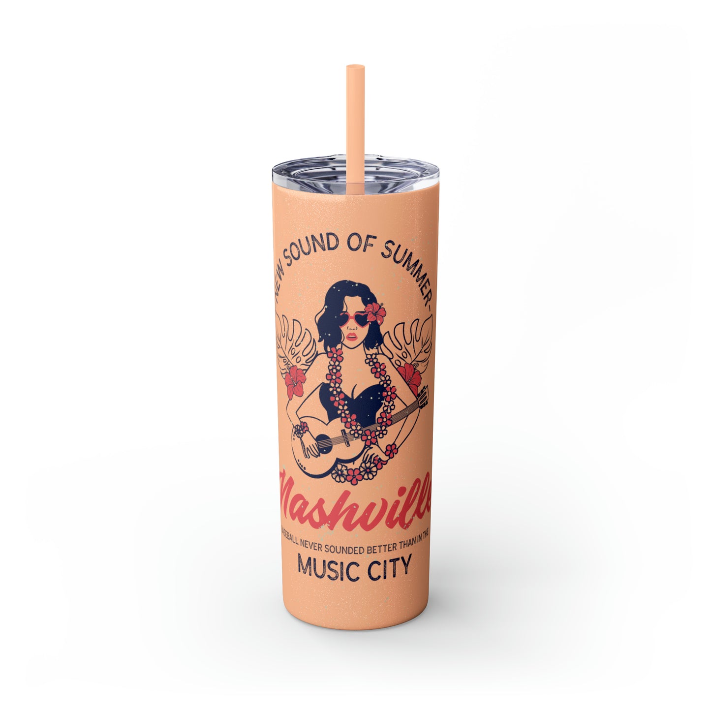 Skinny Tumbler with Straw, 20oz - New Sound of Summer Tropical