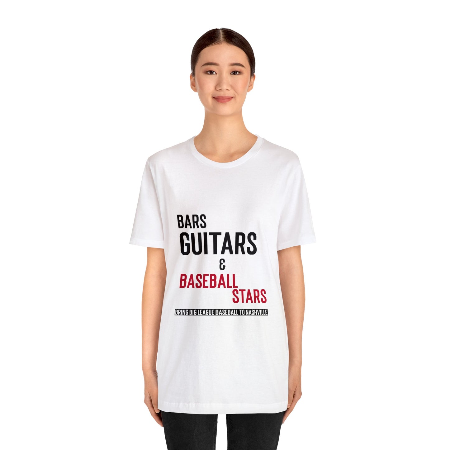 Unisex Jersey Short Sleeve Tee - Bars, Guitars & Baseball Stars