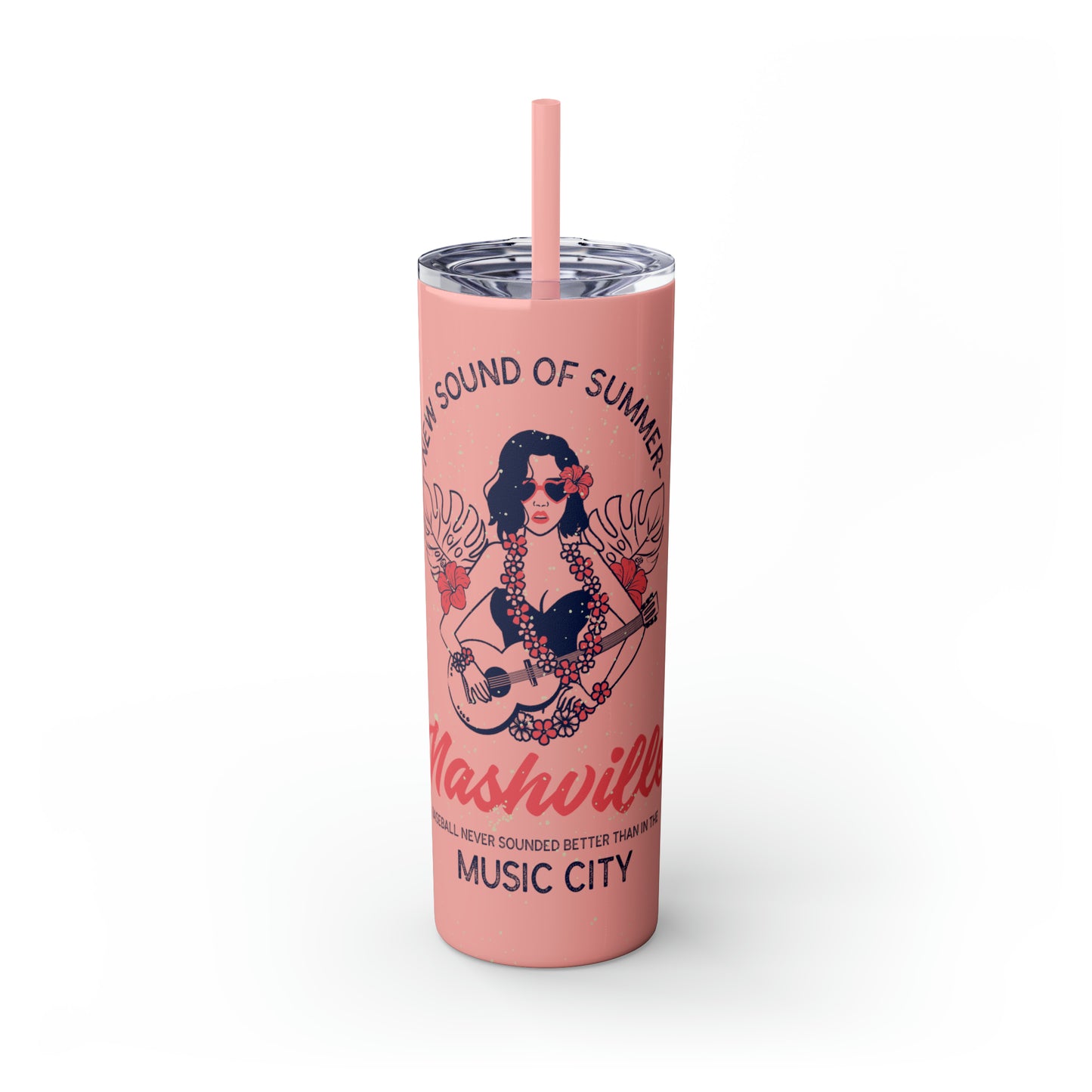 Skinny Tumbler with Straw, 20oz - New Sound of Summer Tropical